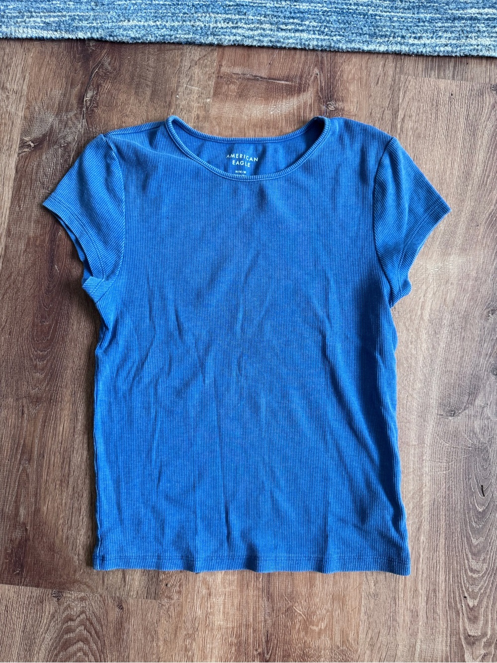 American Eagle Blue Short Sleeve Ribbed Baby Tee
